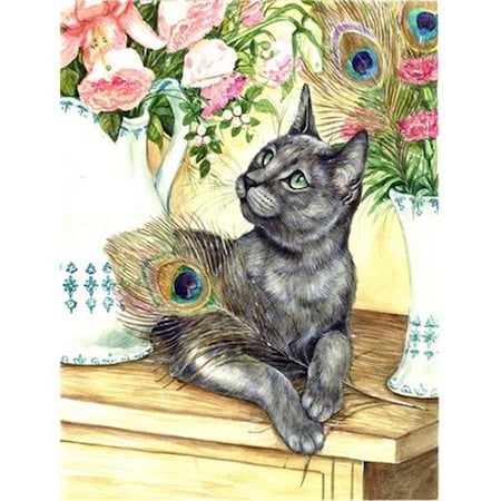 Carolines Treasures Carolines Treasures CDCO0035CHF Cat & Peacock Feathers Flag Canvas House Size CDCO0035CHF